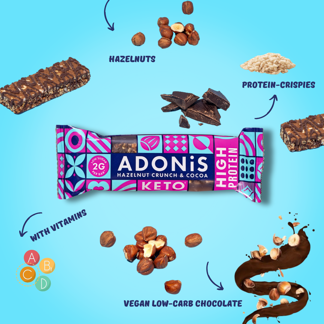 Barrette ad alto contenuto proteico di cheto croccante alla nocciola (16 x 45 g)