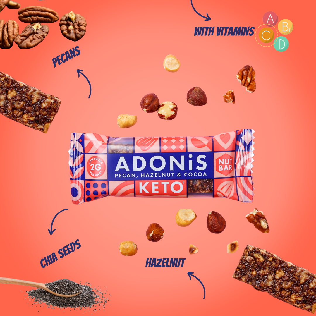 Adonis Barrette Keto Pecan, Nocciola e Cacao (16x35gr)