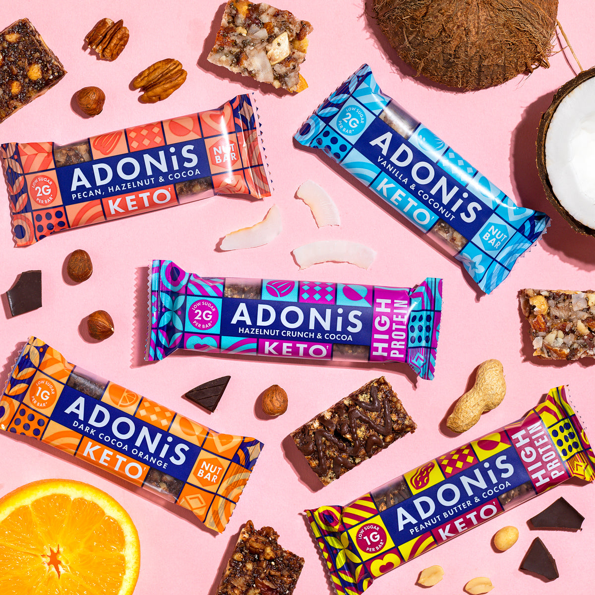 Adonis Mix Box Keto Bars con tutti i gusti (x20 barrette)