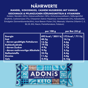 Barres Keto Nut Vanille & Noix de Coco (16x35g)